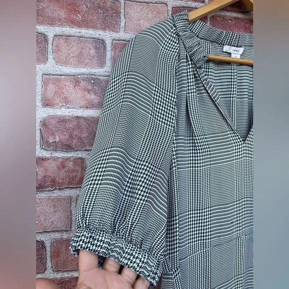 Lewit Houndstooth Deep Green and White Vneck Dress size 2 - Picture 7 of 14